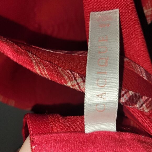 CACIQUE RED PLAID BRA SIZES 44 D. ^ - Picture 3 of 3